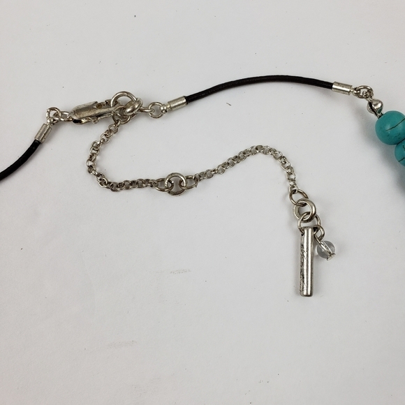 Turquoise Necklace Earrings  Set Beaded Leather Silver Kenneth Cole Adjustable - Picture 7 of 12